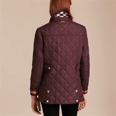 check detail diamond quilted jacket burberry|collarless diamond quilted lightweight jacket.